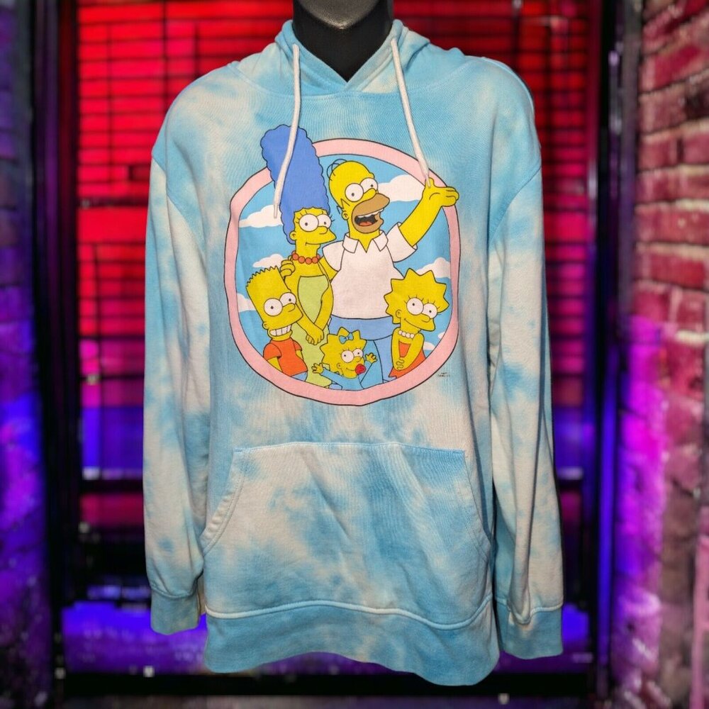 Simpsons Family Cloudy Sky Tie Dye Hoodie, Medium